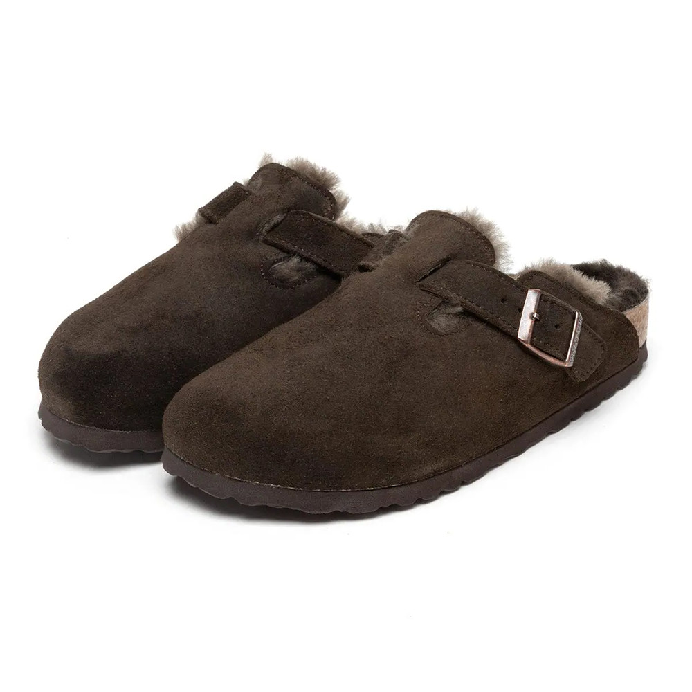 Birkenstock Boston Mocha Suede Shearling Footbed Lining Clog Women’s Shoes