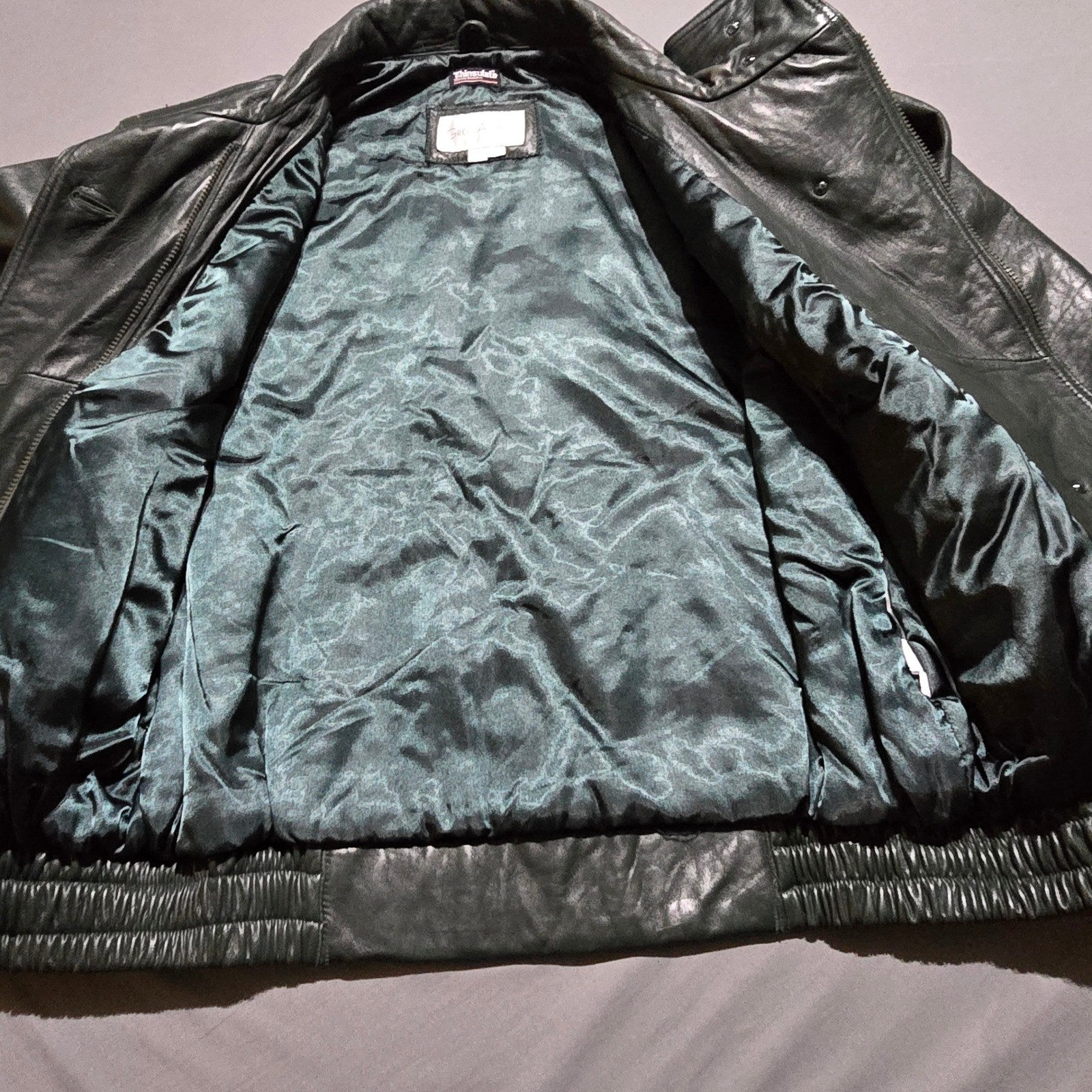 Greg Adams Leather Bomber Jacket Women Large Green Thinsulate Vintage Lined