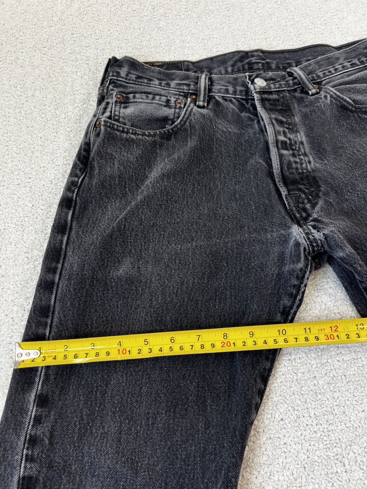 Levis 501 Original Fit Washed Black Jeans Mens 32 Button Fly Denim SKU 0050