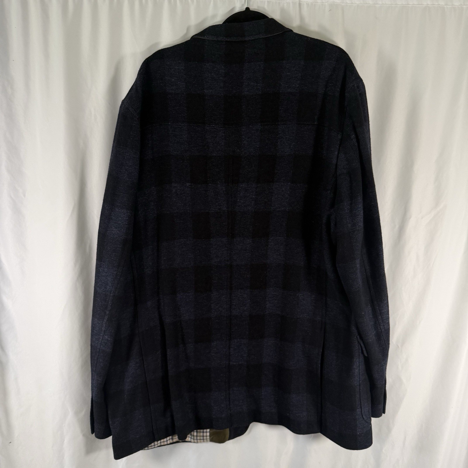 Kroon Blazer Jacket Men’s XL 50 Blue Plid Inner Zip Pockets Wool Blend Button Fr