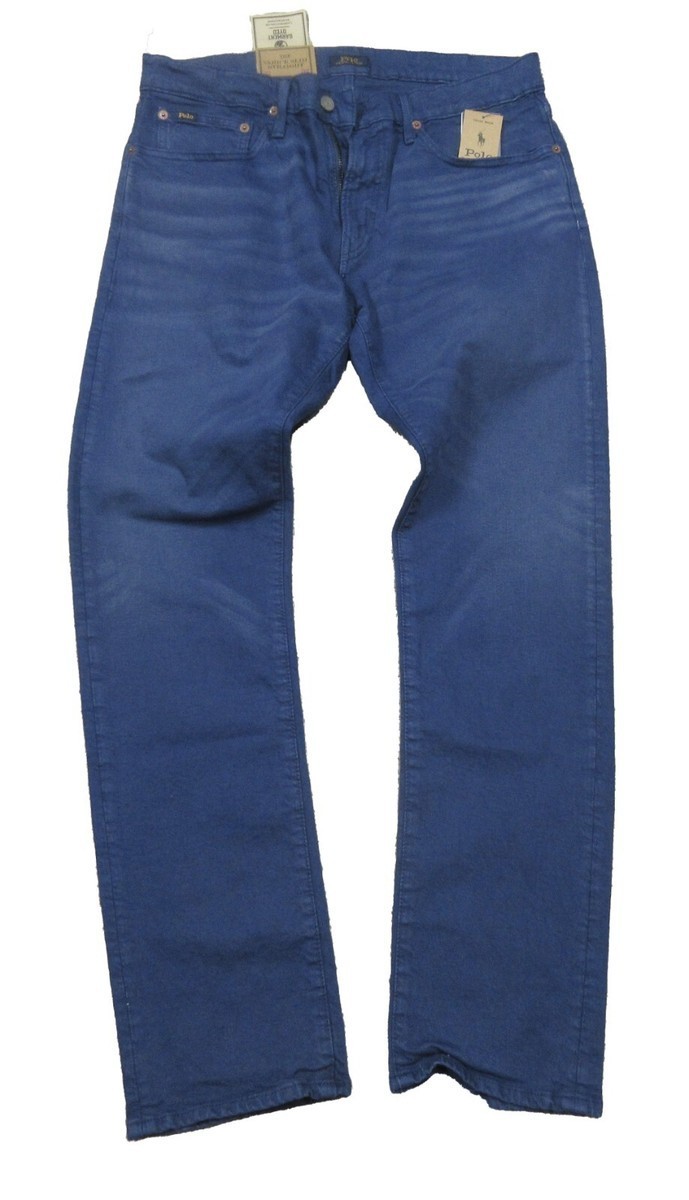 polo ralph lauren varick slim straight garment dyed blue jeans 38×32 New