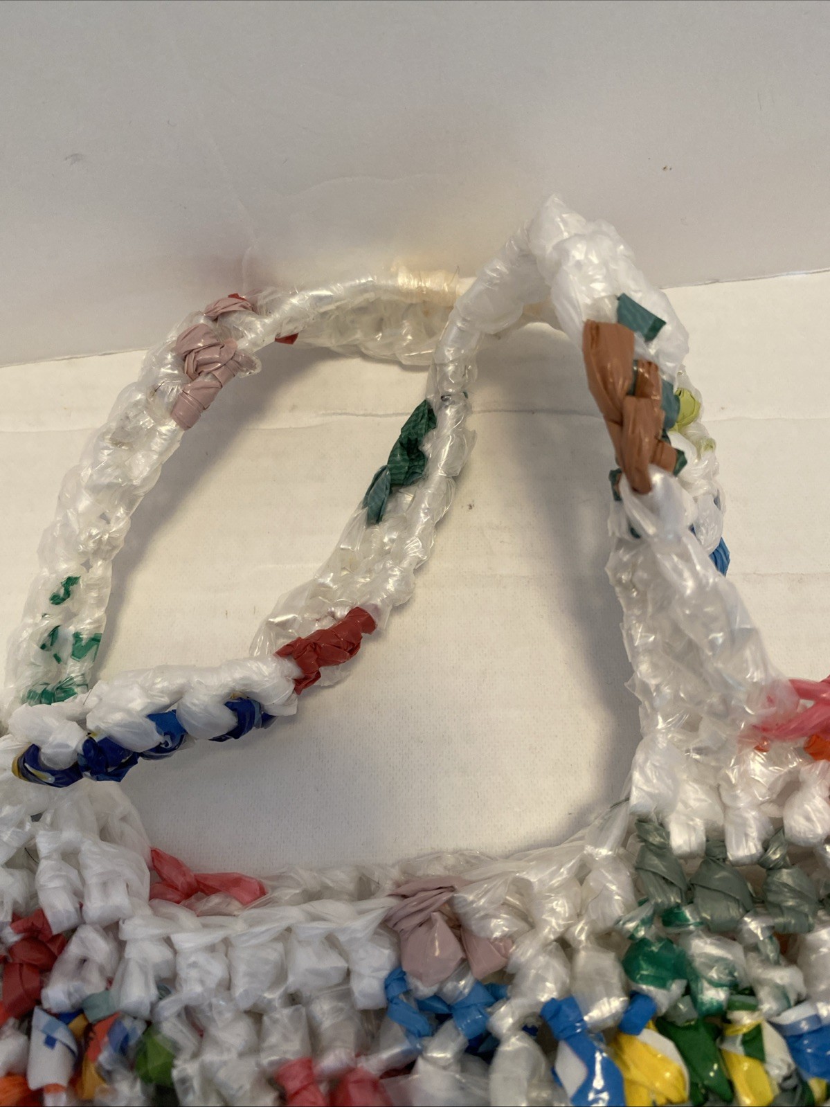 Candy Wrapper Plastic Woven Shoulder Medium Tote Bag Lightweight Artsy Retro EUC