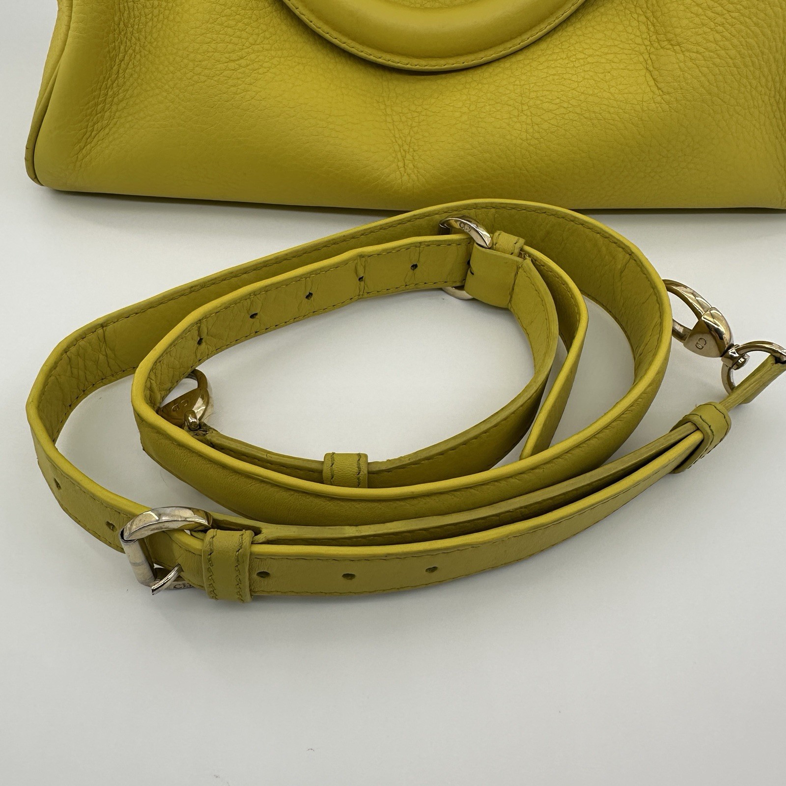 Dior Leather Top Handle & Shoulder Bag Lemon yellow leather.