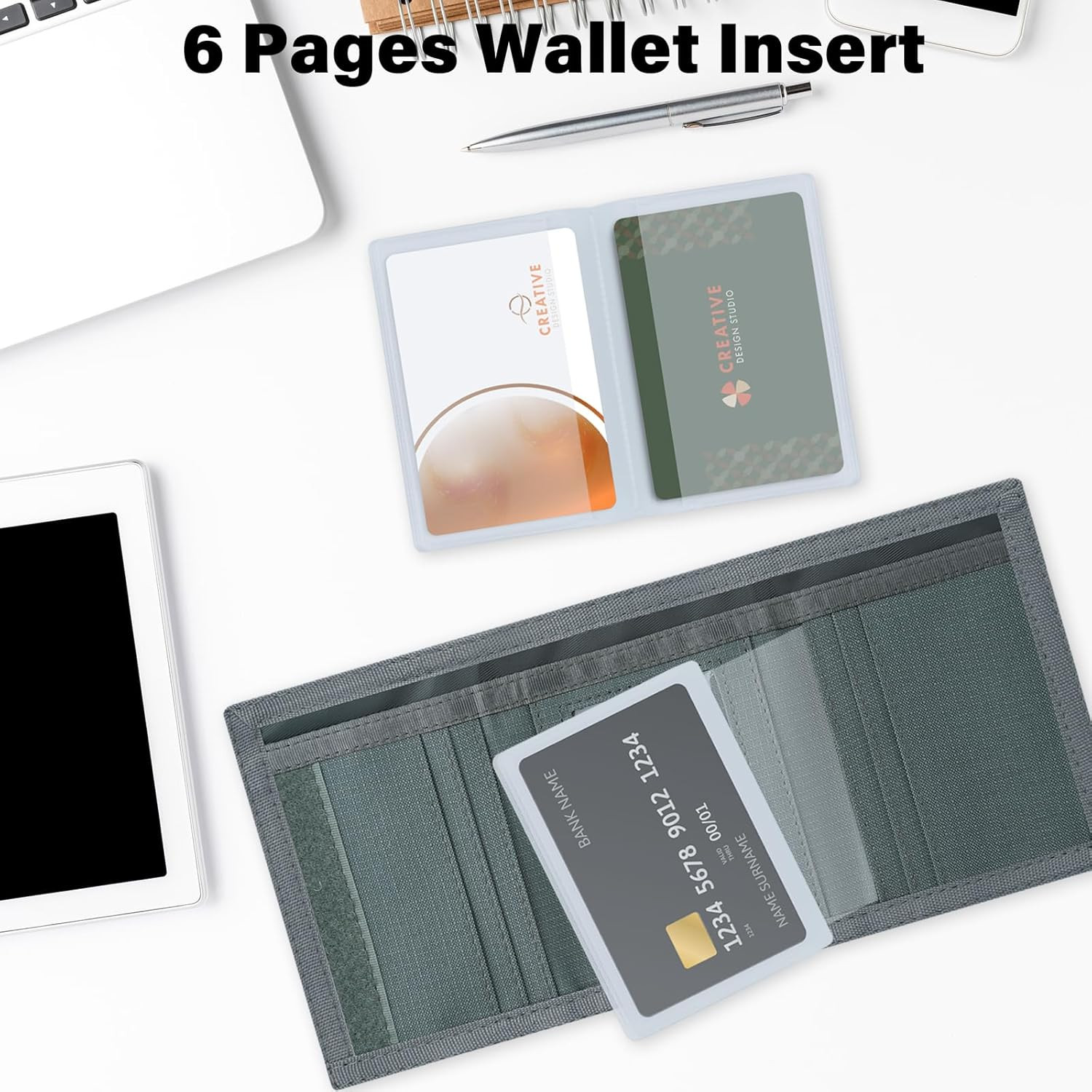 Men’S Nylon Trifold Wallet with 6 Page Wallet Insert, Ultra Thin and Security Wa