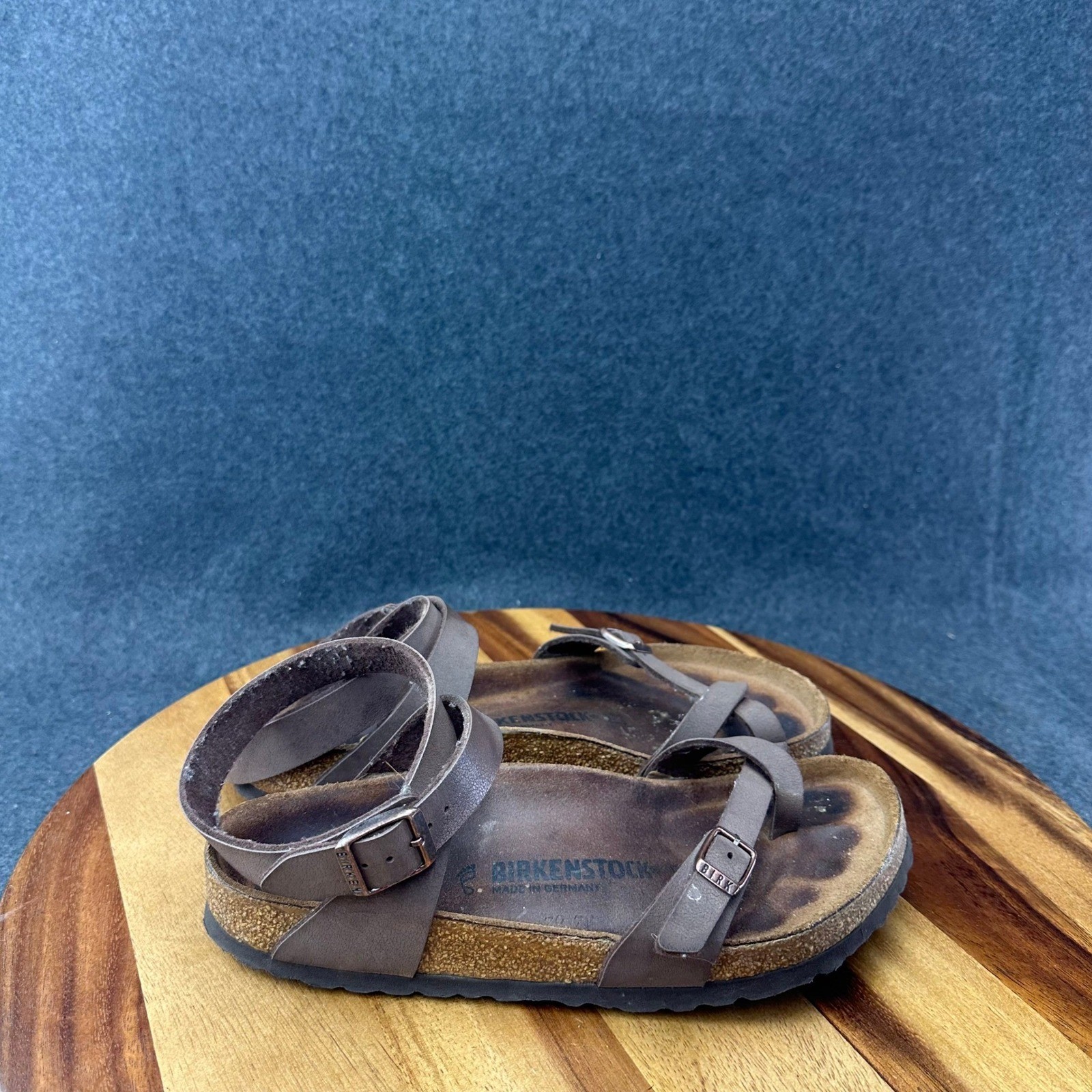 Birkenstock Yara Habana Oiled Leather Sandals Ankle Strap Brown Womens Sz 8-8.5