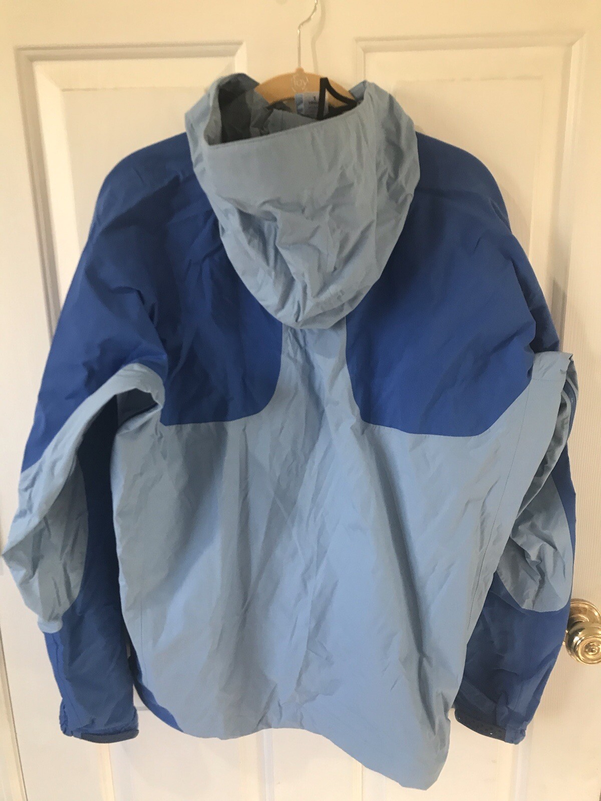 Patagonia Stretch Microburst Jacket Women’s L Two Tone Blue Hooded Sealed Seams