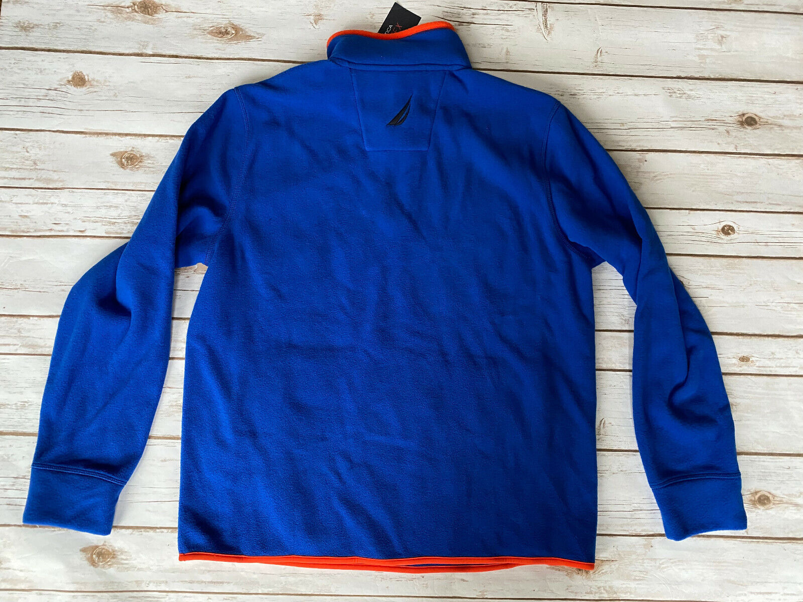 NAUTICA SPELLOUT HALF ZIP NAUTEX PULLOVER FLEECE SWEATSHIRT BLUE MENS LARGE NEW