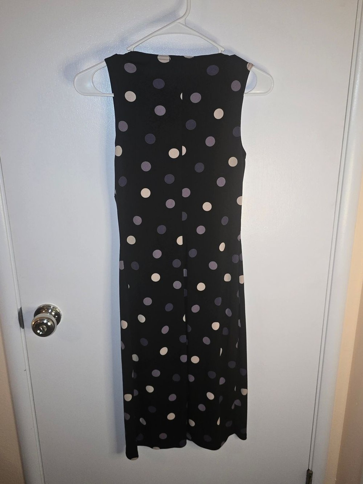 Source Unknown Black Sleeveless Polka Dot Midi Dress