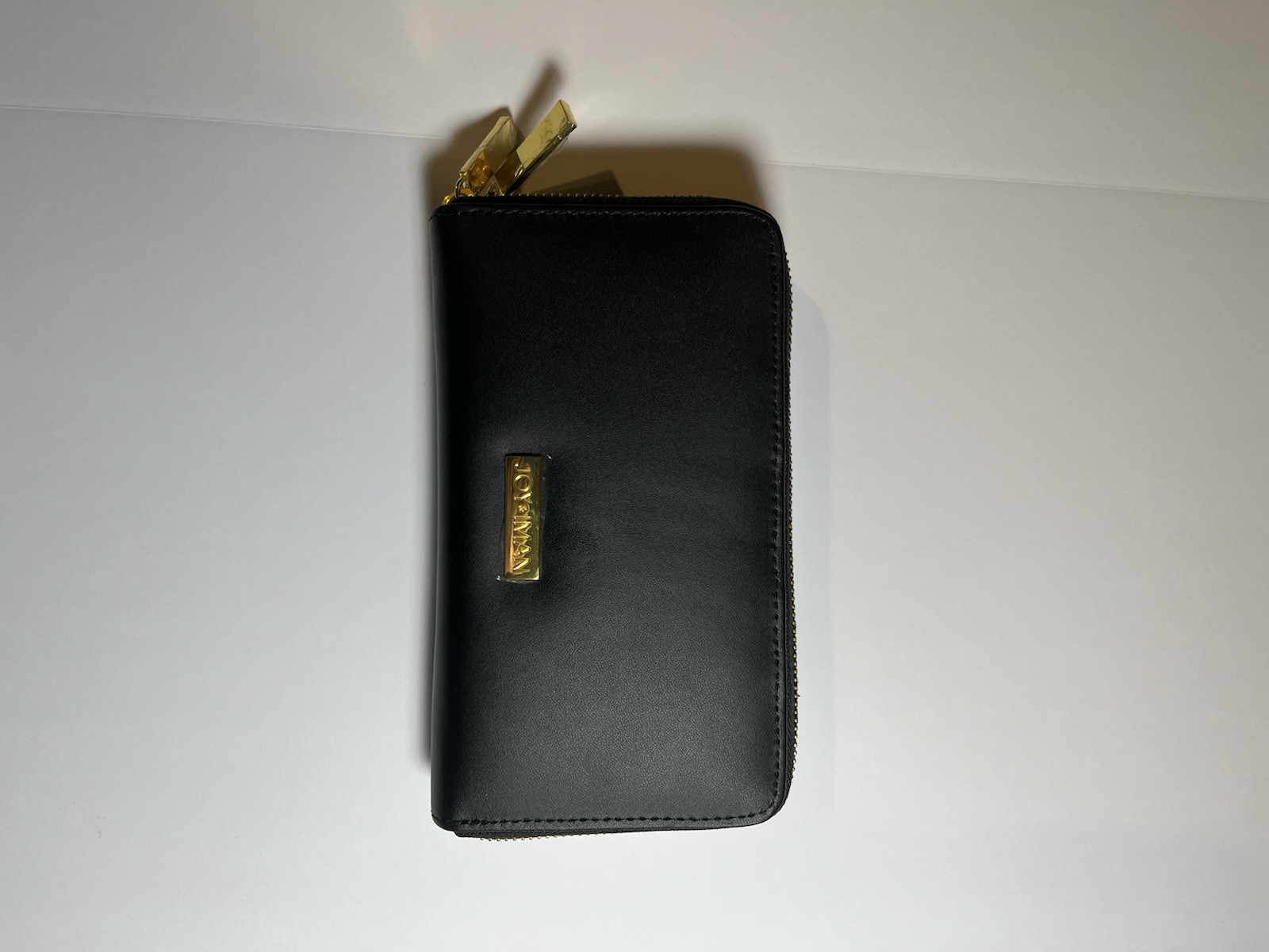 NWOT JOY & IMAN Double Zip Wallet New Without Tag Black 12 Card Slots & Change