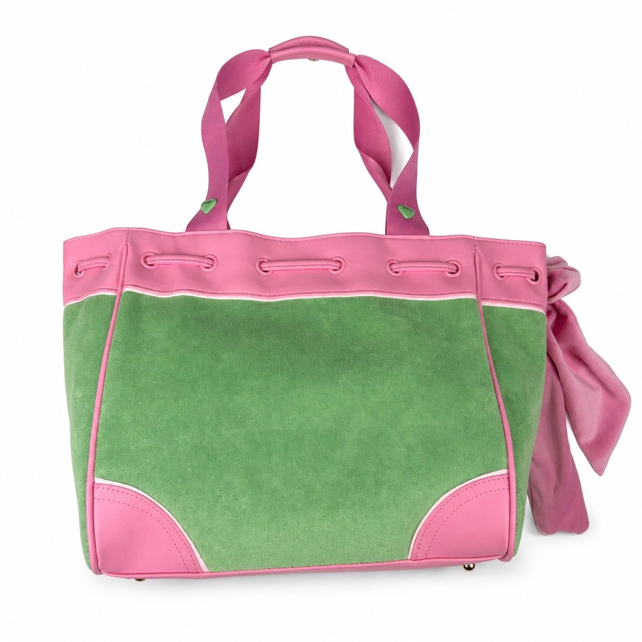 Juicy Couture Retro Strawberry Tote Bag Pink Green Velour Y2K 11JCDXUMX-RG NEW