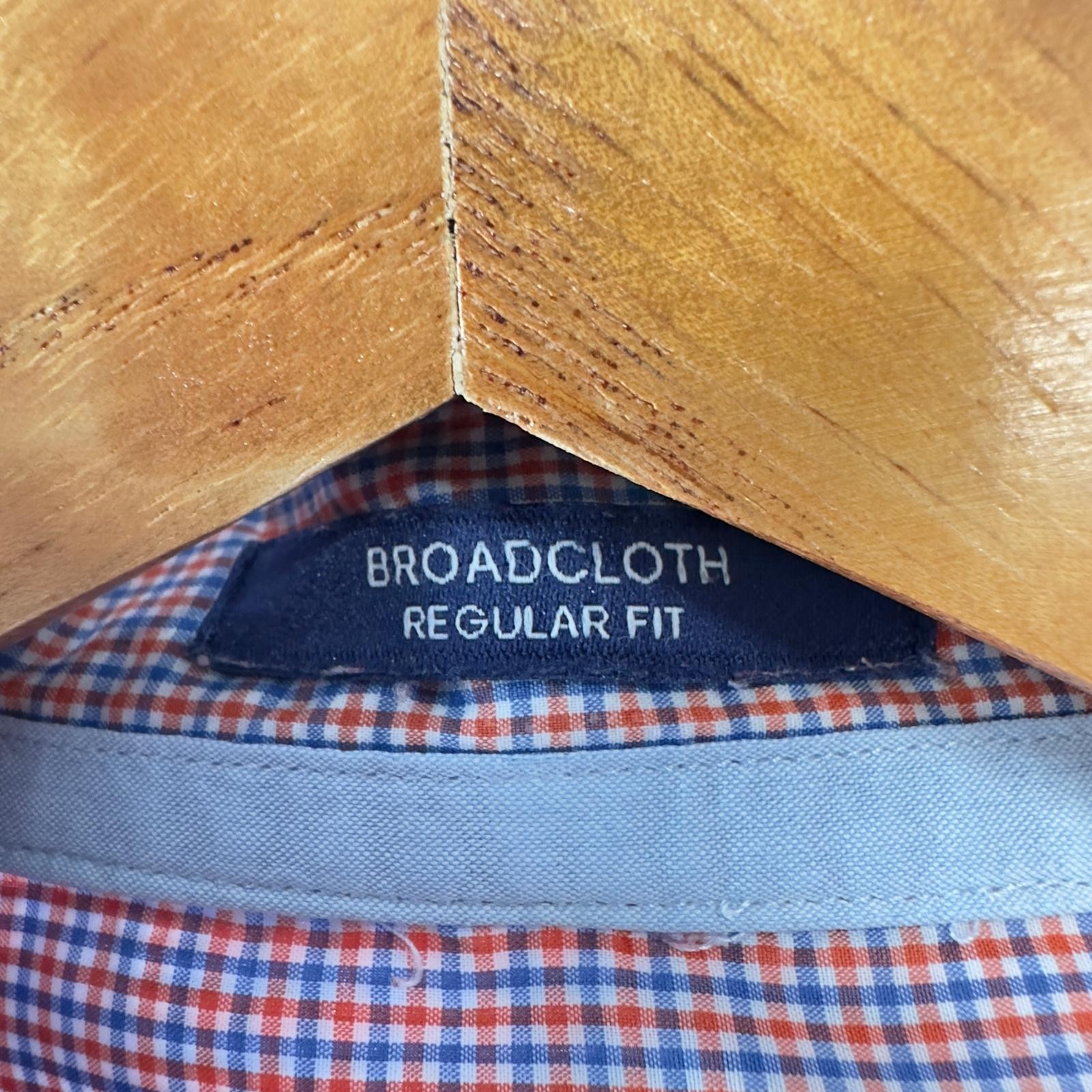 GANT Broadcloth Shirt Mens Medium Orange Check Regular Fit Preppy Smart Casual