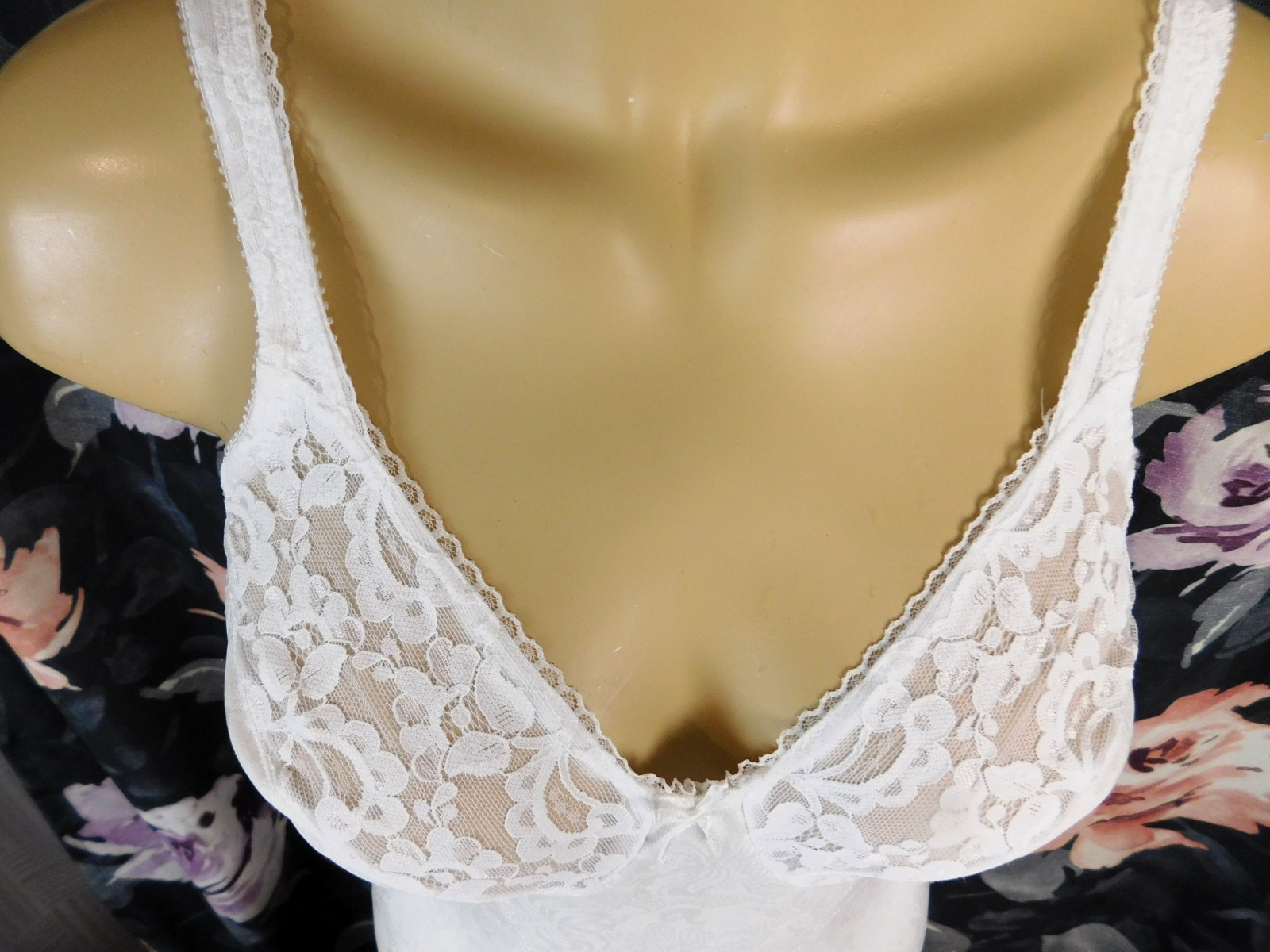 Vintage Flexxees 36B All in One White Satin Girdle Bodysuit Wire Cups-Style 685
