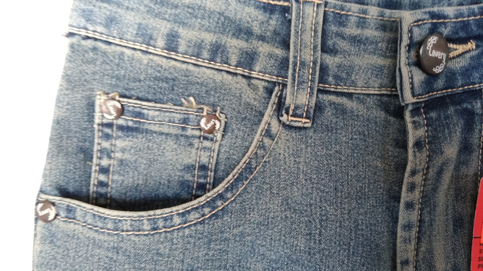 Lovery 21″ x 22″ Flared Leg Stretch Distressed Denim Low Rise Jeans