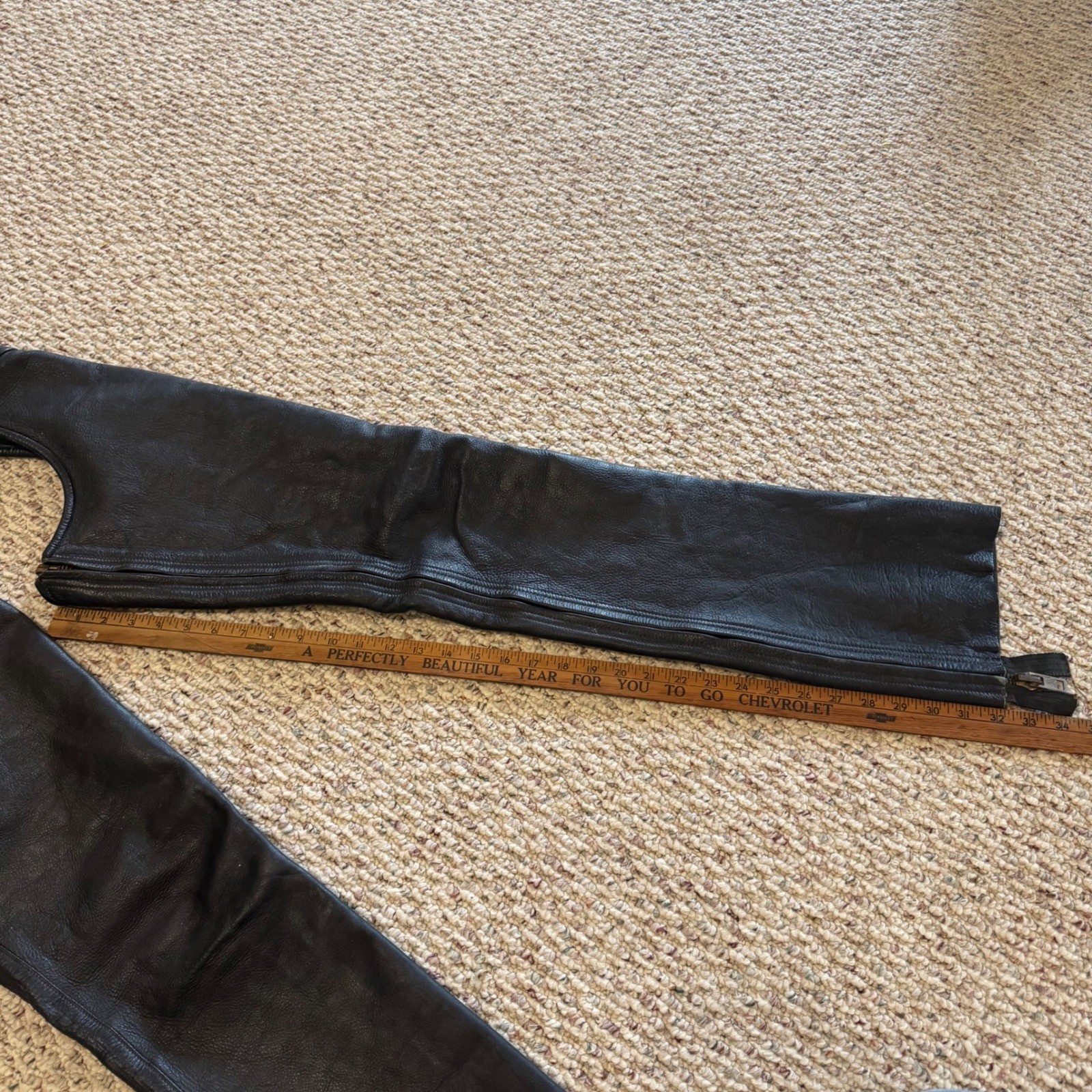 Vintage Image Leather San Francisco Black Leather Motorcycle Chaps Adjustable