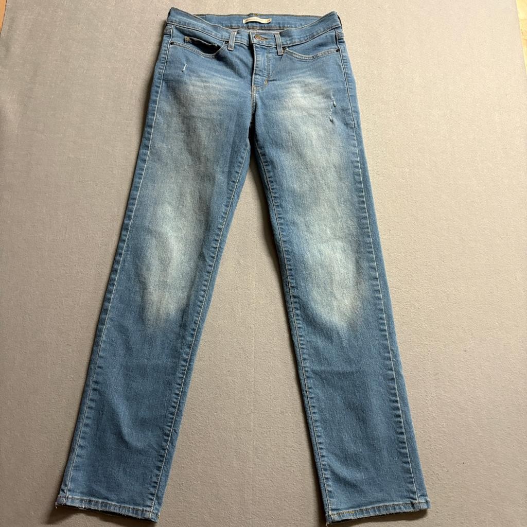 Levis 314 Shaping Straight Jeans Womens 28 Blue Denim Medium Wash Stretch