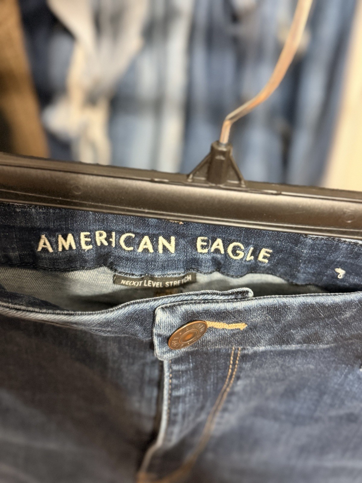 American Eagle Curvy High Rise Jegging Next Level Stretch Blue Medium Wash 16