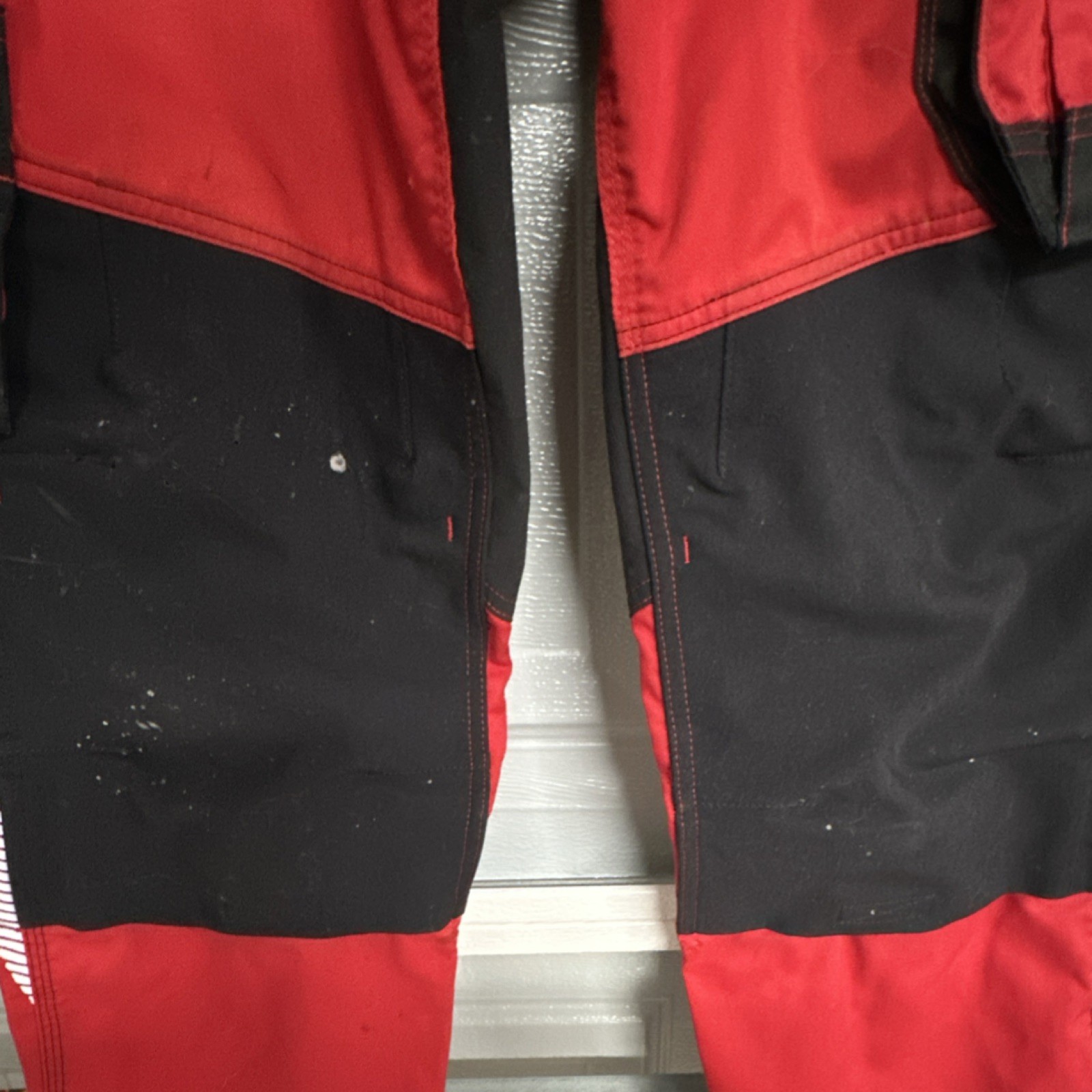 Dassy Red Black Work Pants Multiple Pockets Reinforced Areas Men