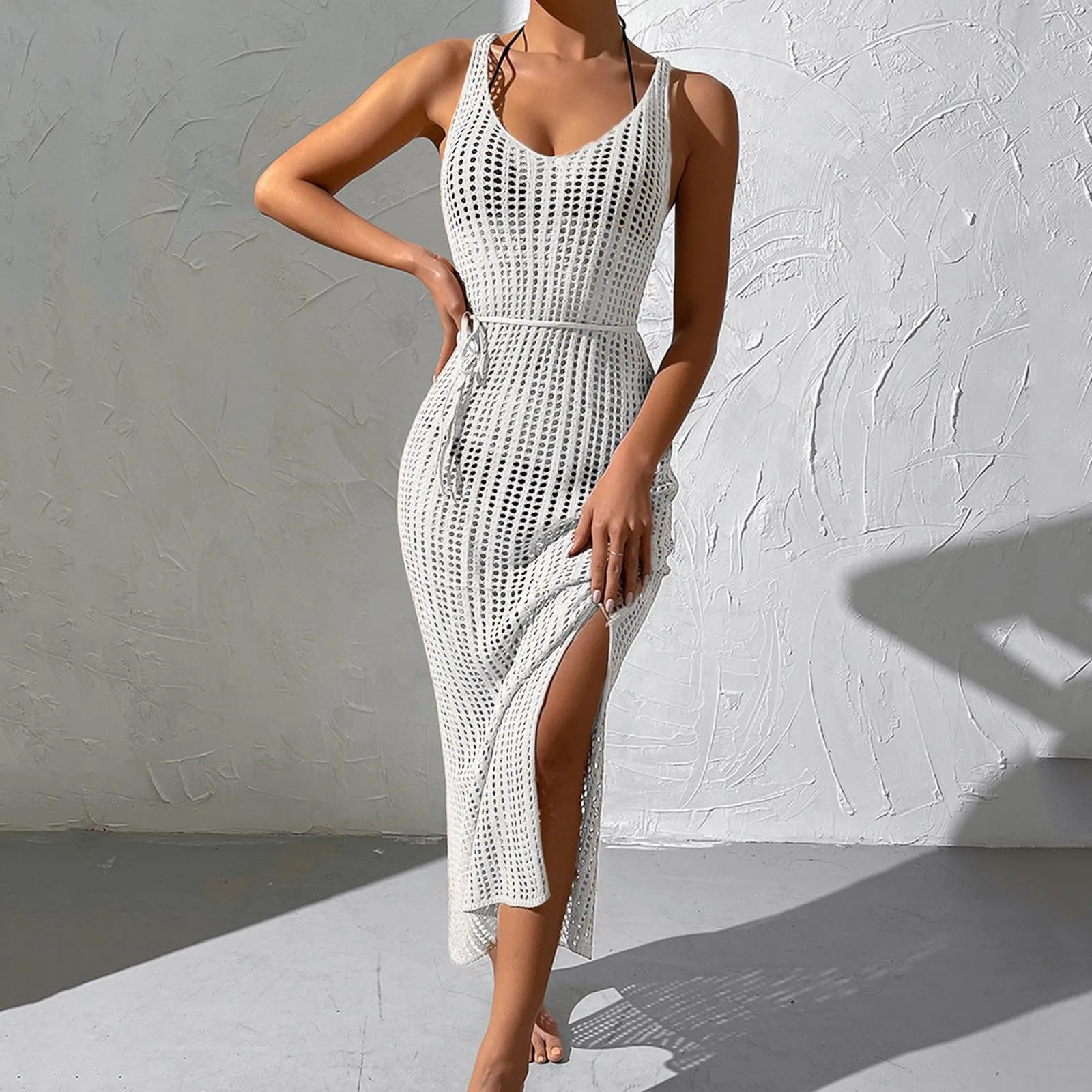 Womens Crochet Beach Cover Up Fishnet Swimwear Cover Up Maxi Dress