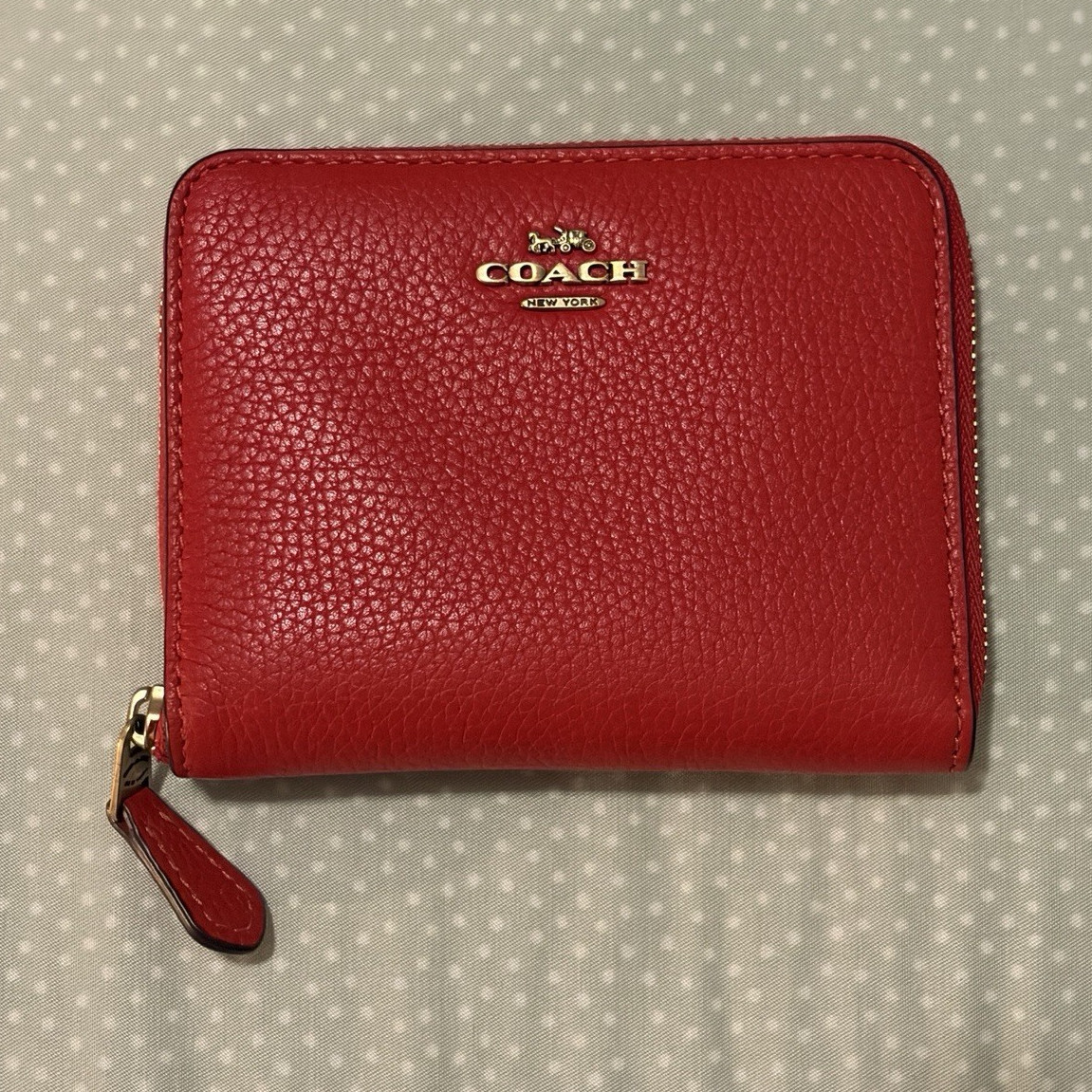 Coach Small Zip Around Wallet Leather Sport Red CF243B