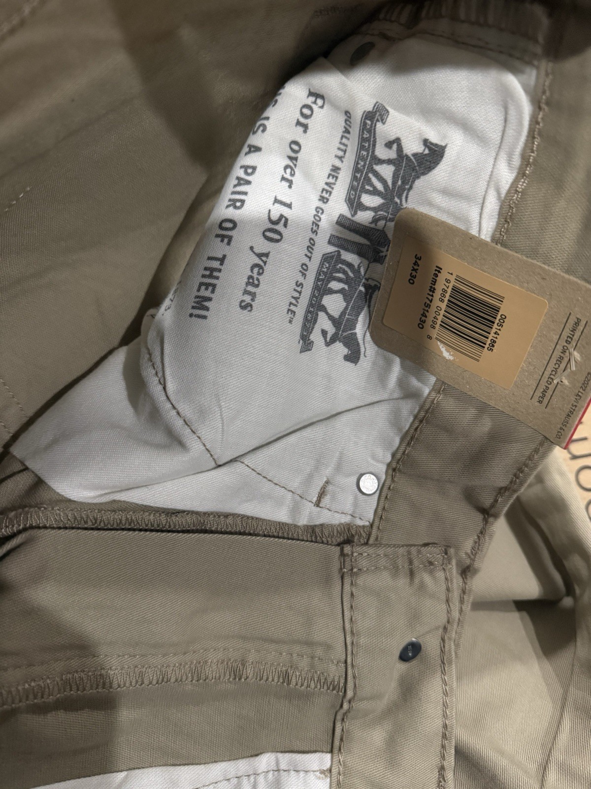 Levi’s Men’s 514 Straight Fit Stretch Jeans, Tan, 34×30 Sits Below Waist