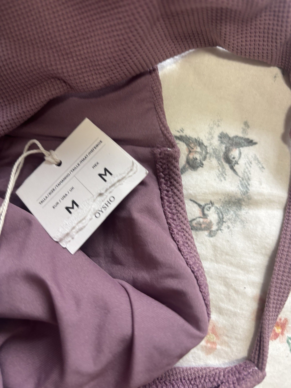 NEW WITH TAGS Oysho Join Life Bikini Bottoms dusky purple ribbed fabric Size M
