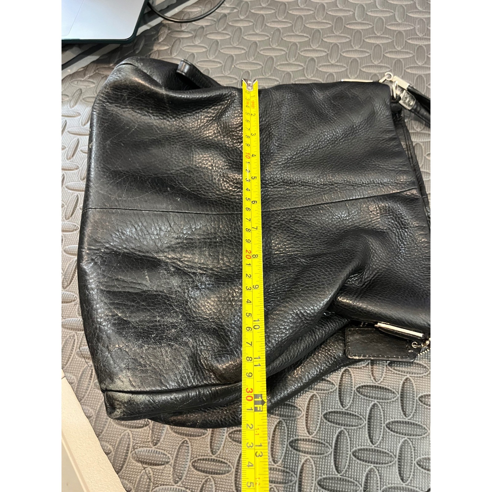 COACH MADISON PHOEBE Black Pebbled Leather Hobo Satchel Bag 26224 Purse