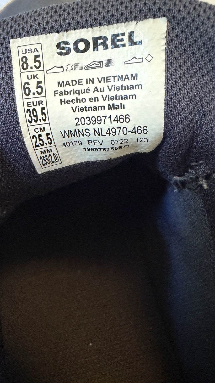 SOREL canvas Blue/Gray distressed casual workwear sneakers lace up shoes 8.5