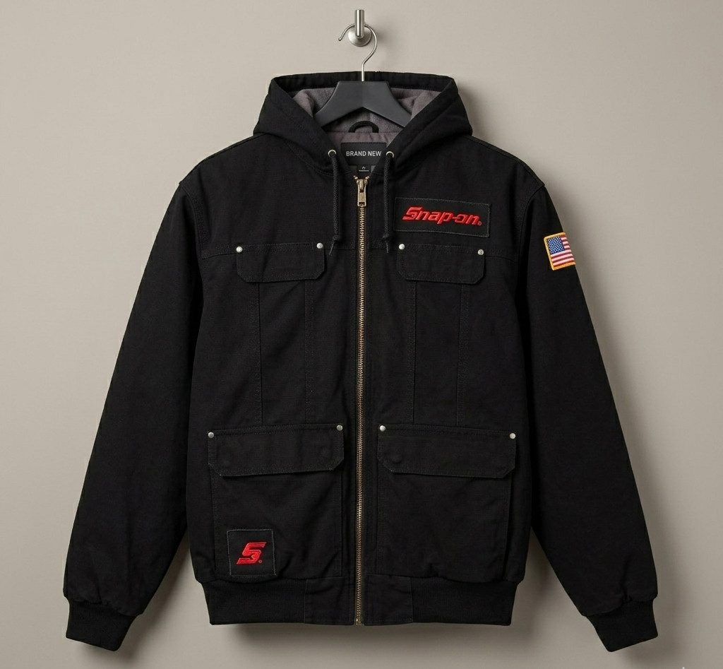 NWT Snap-on tools 2025 men’s black heavy canvas workwear hooded jacket (SEOSON)