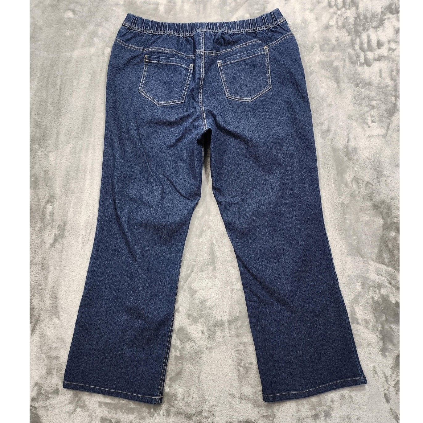 White Stag Jeans Womens XL Blue Dark Wash High Rise Pull On Straight Stretch Leg