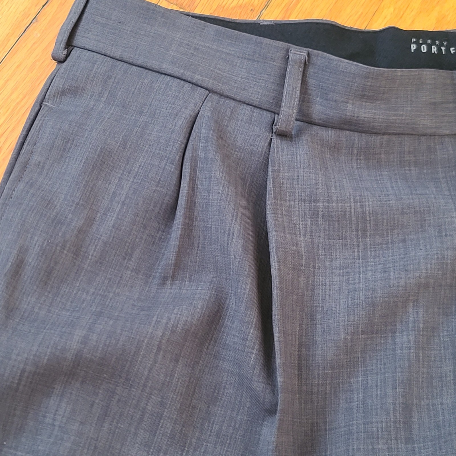 VTG Pleated Perry Ellis Portfolio Men’s 36×32 Polyester Blend Gray Dress Pants