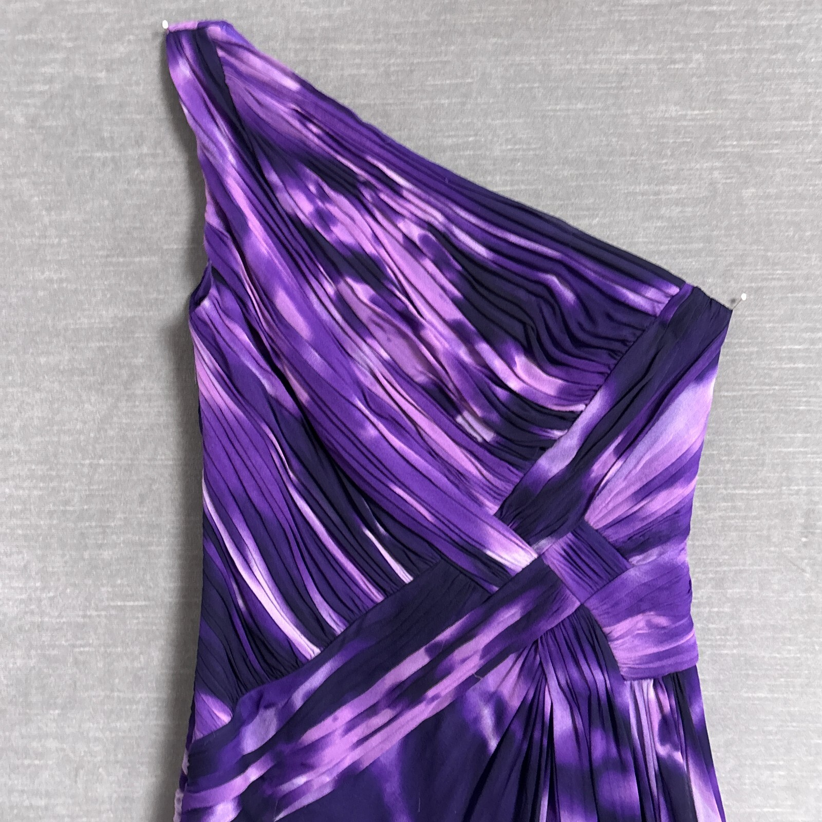 Tadashi Shoji Dress 12 Purple Silk Cocktail Party Guest Evening One Shoulder