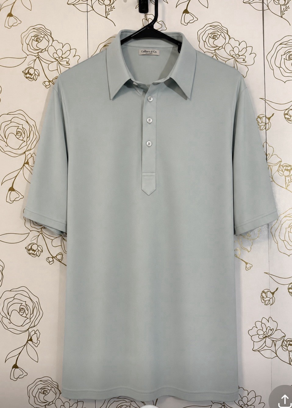 Collars & Co Polo Shirt Mens 2XL Light Blue Point English Collar Solid NWOT