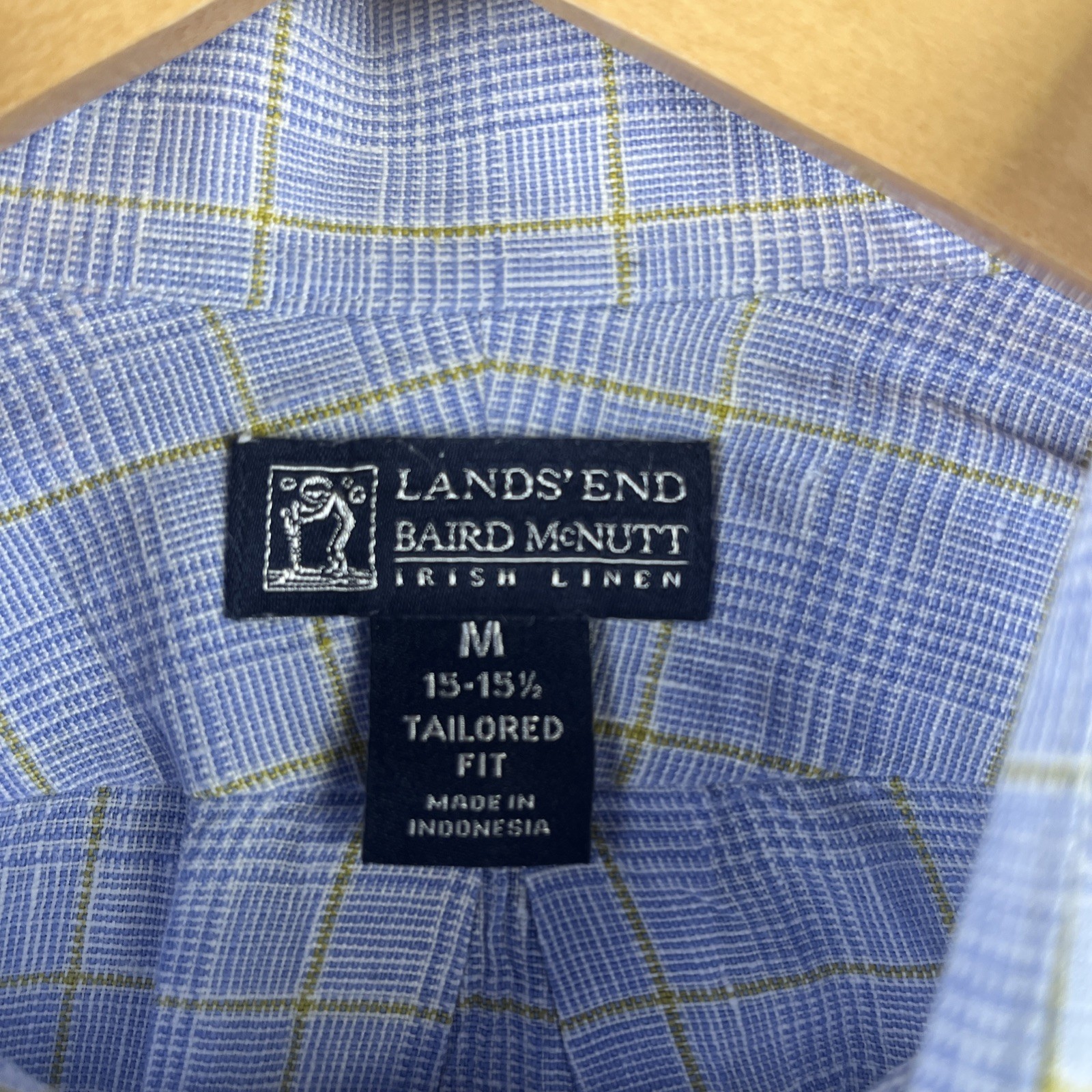 Lands End Baird McNutt Irish Linen Button Up Shirt M Mens Tailored Fit 15 – 15.5