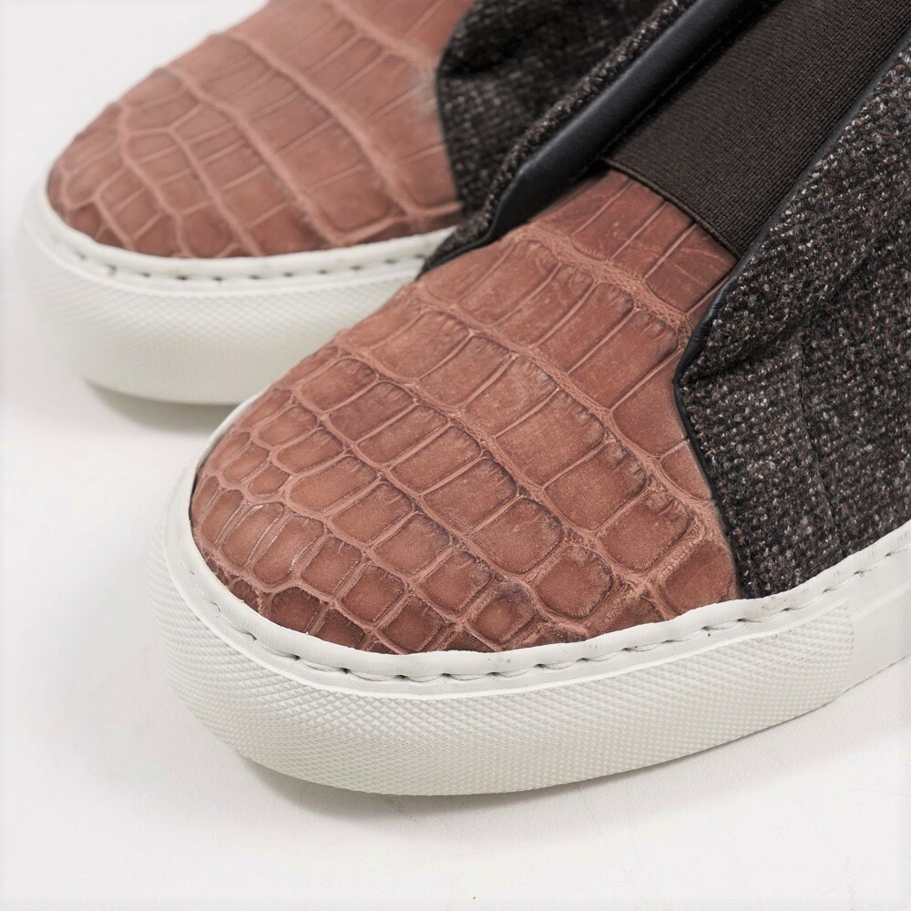 NIB $3600 ISAIA Crocodile and Wool Slip-On Sneakers US 7 (Eu 40) Shoes