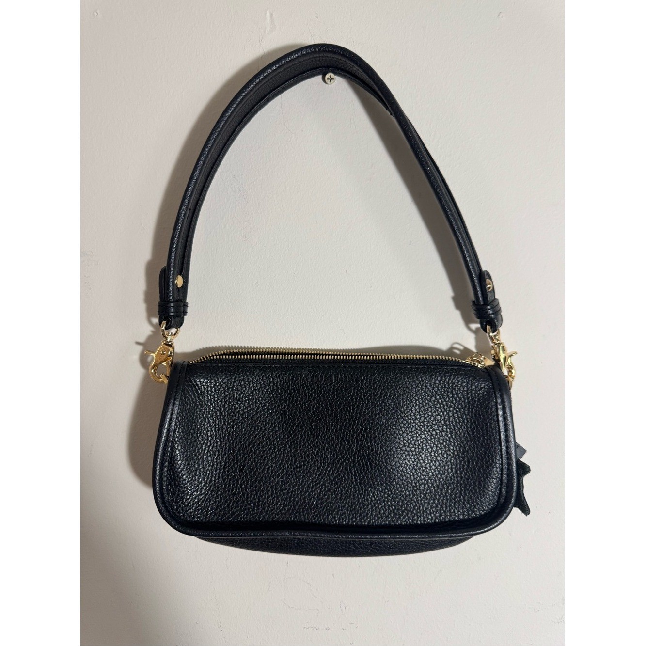 Poppy Barley The classic baguette black leather bag
