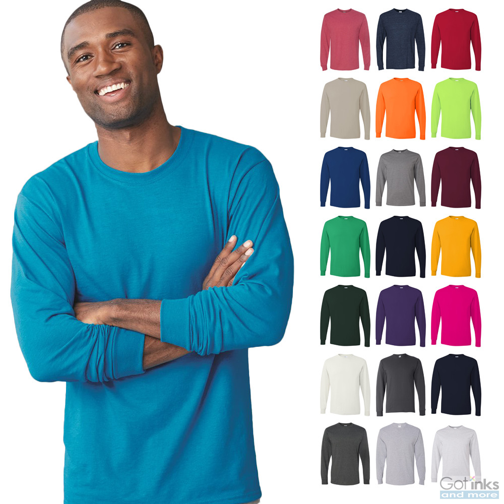 Jerzees Mens Dri-Power Active Long Sleeve Tee 50/50 Plain Basic T-Shirt 29LSR