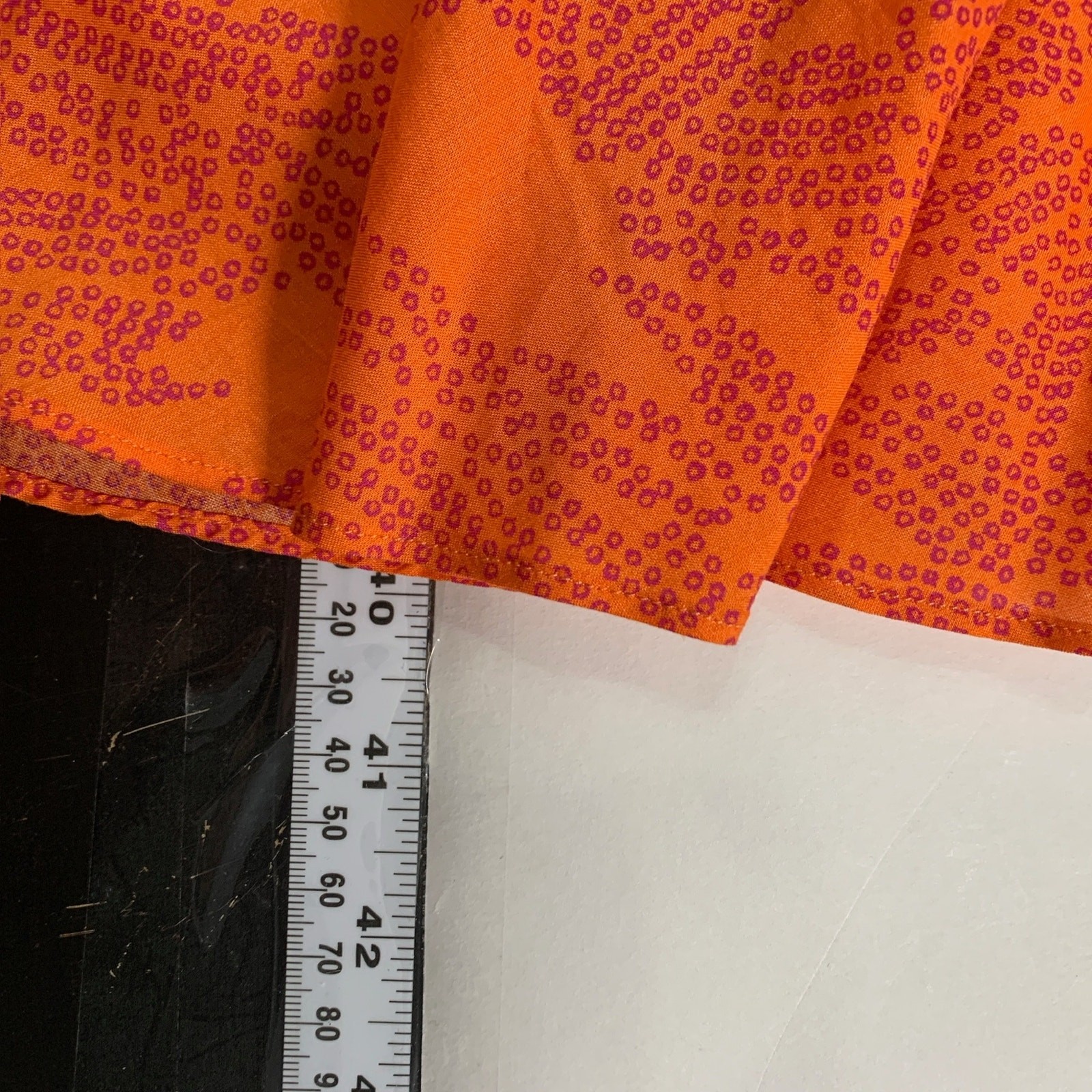 Diane von Furstenberg XS Orange Silk Midi Fit Flare Print Dress Sleeveless *flaw