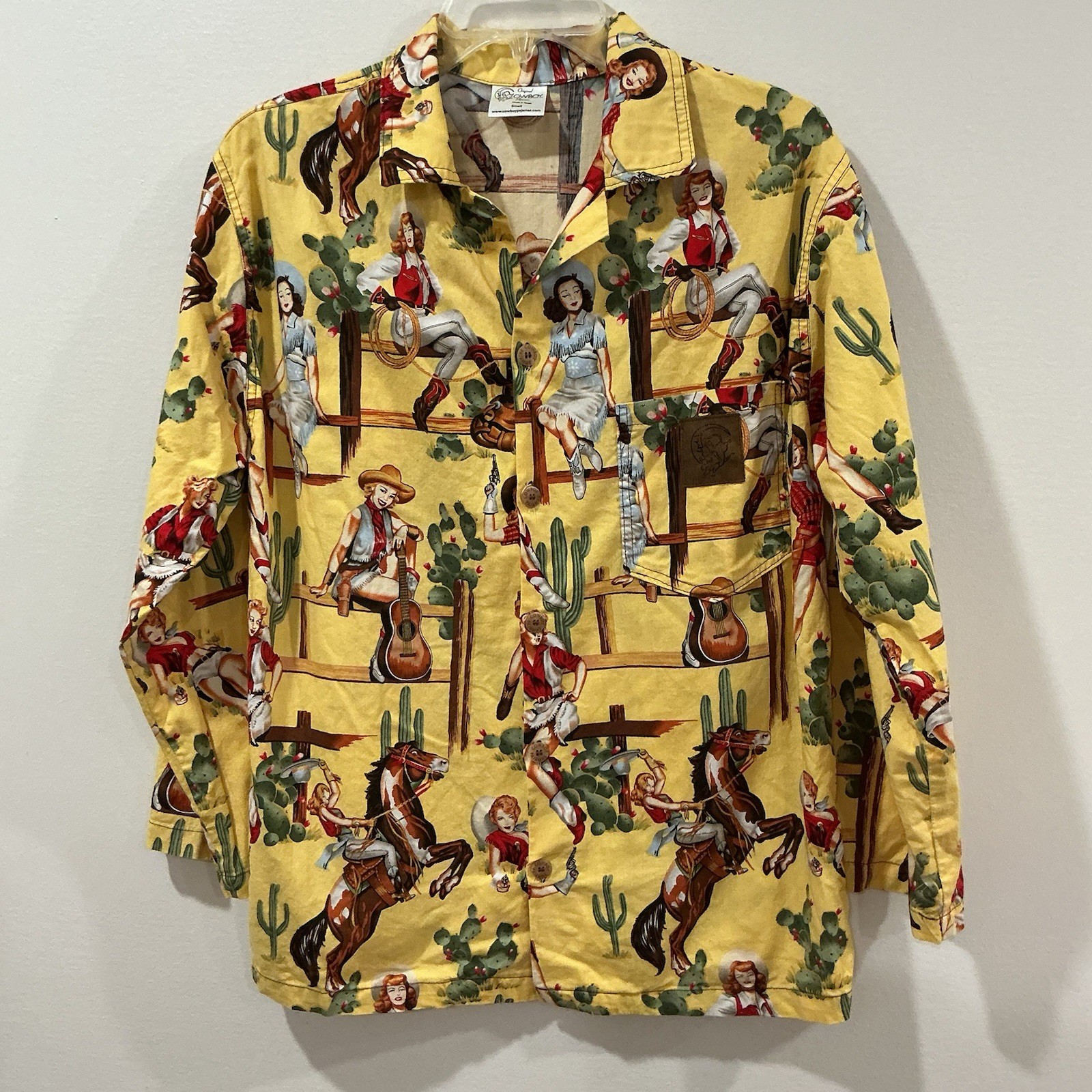 Original Cowboy Cotton Pajamas Nightshirt Top Only Small Texas USA Western