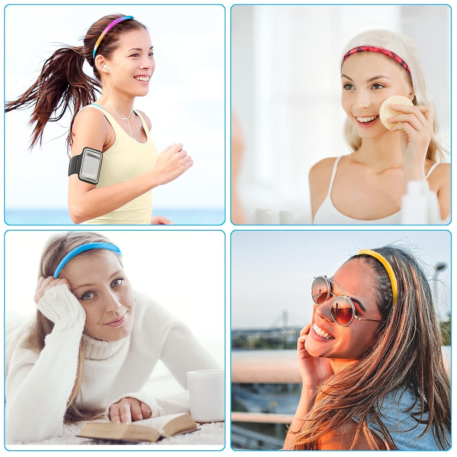 30 Pcs Thin Plastic Headbands with Teeth Colorful 0.8cm Plain Hair Bands