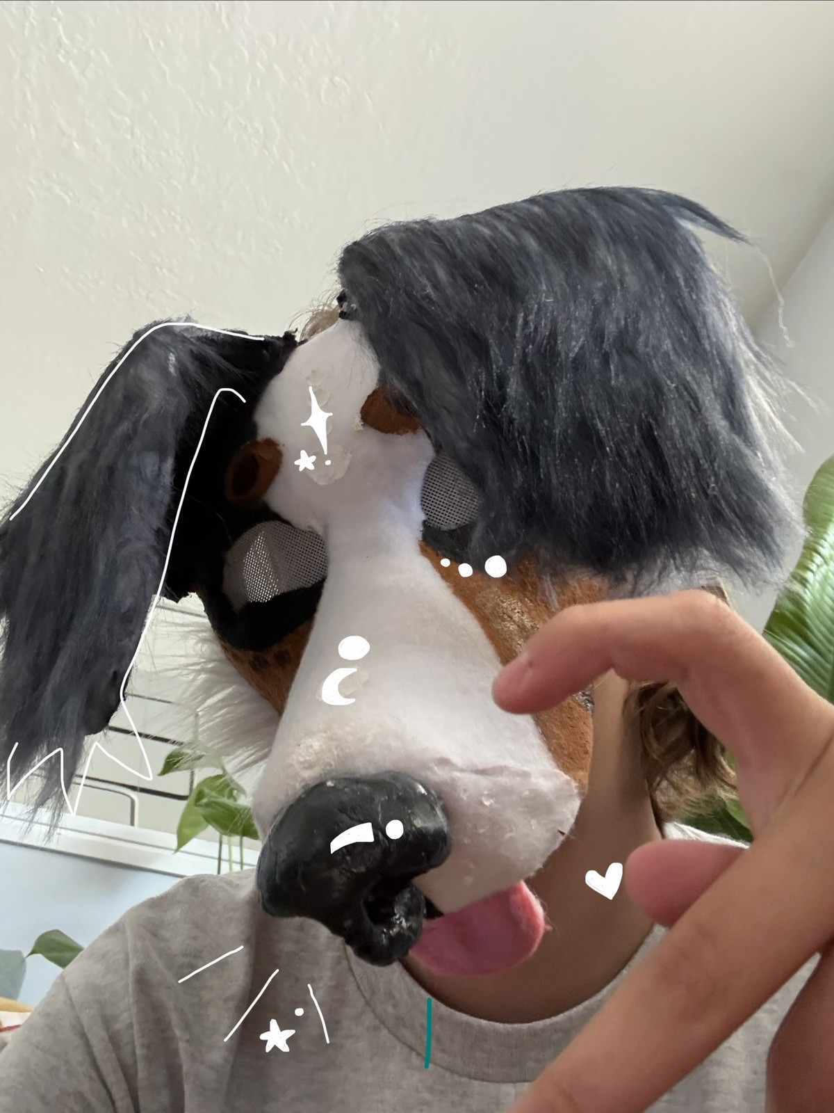 Dog Therian Mask With Pickable Nose, Painted Fur, and Eye Mesh. Lined and Padded