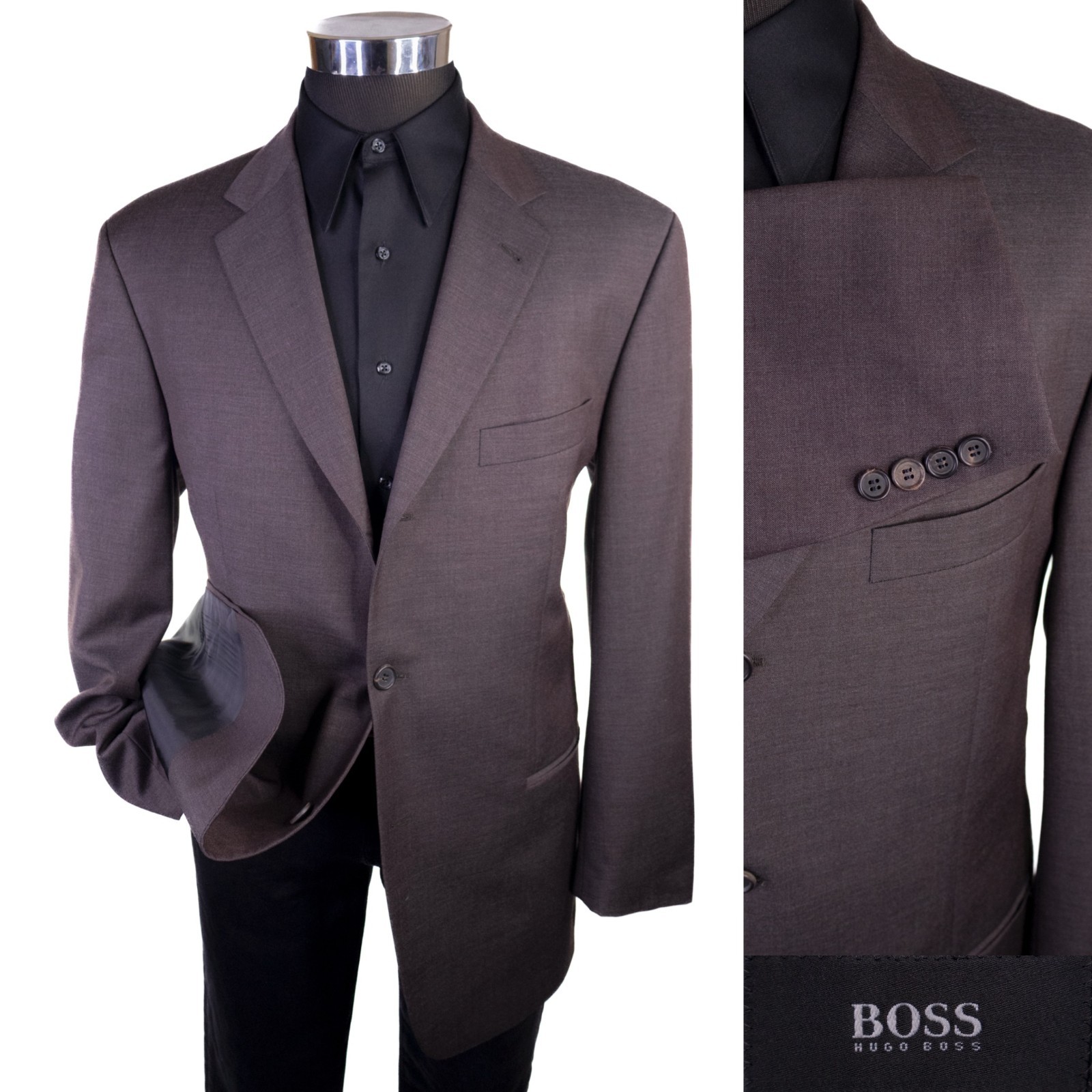 BOSS Hugo Boss Blazer Sport Coat Jacket Men’s 42R Solid Brown Wool 3-Button