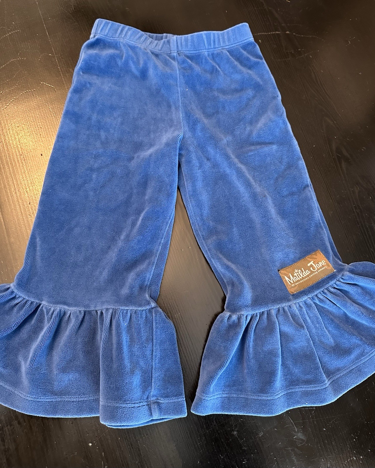 Matilda Jane Girls Bright Blue Velour Leggings *Size 4