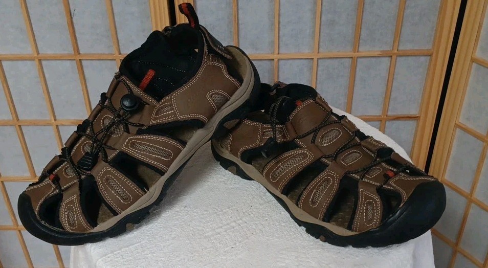 Eddie Bauer Mens Brown Leather And Man Made Tommy Summer Sandal Size 10