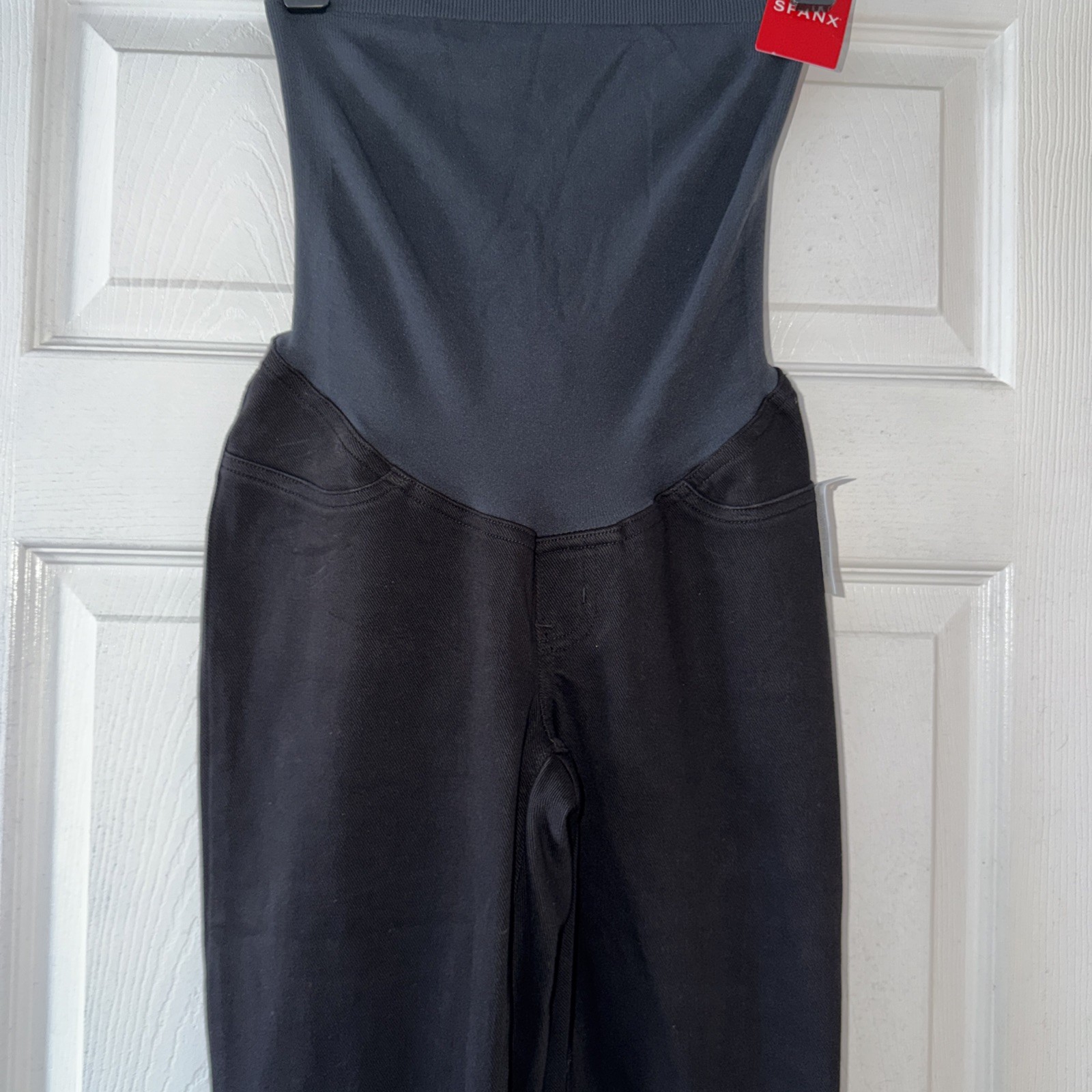 NWT SPANX Mama Ankle Jean-Ish Maternity Legging Black Twill Stretch Pant $110 M