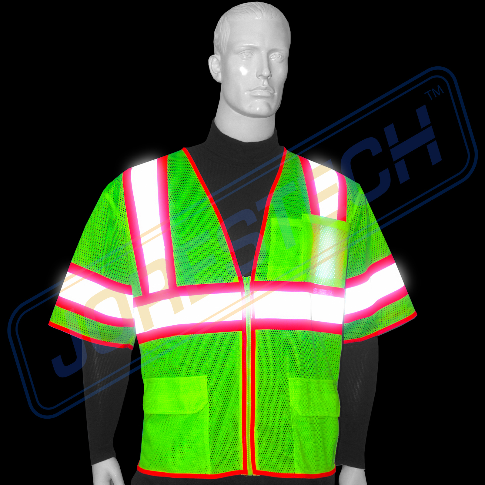 Hi Vis Safety Vest Reflective Sleeved Work ANSI Class 3, Pockets, Jorestech