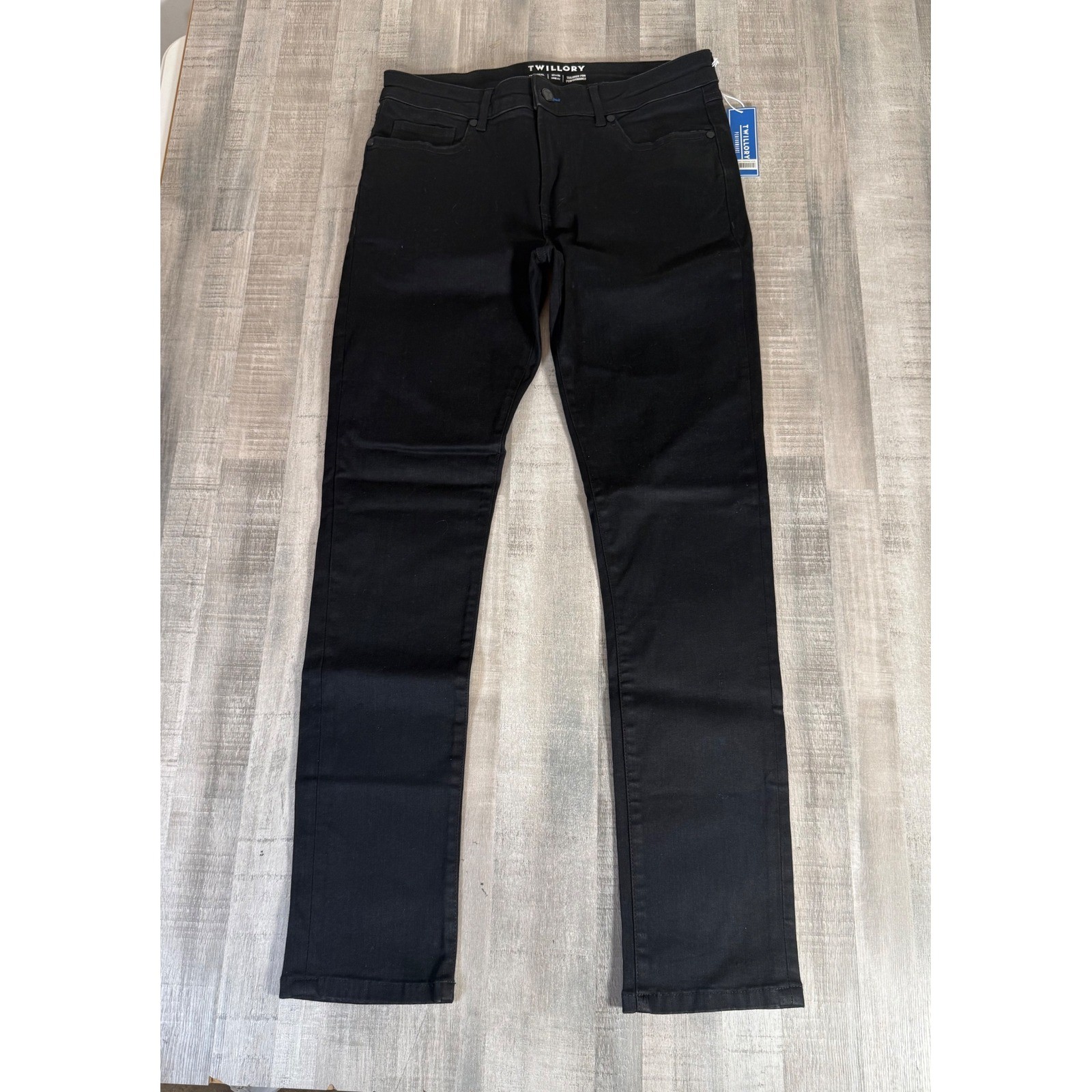 Twillory Performance Technical Denim Mens 32×32 Black Trim Fit Stretch Pants NWT