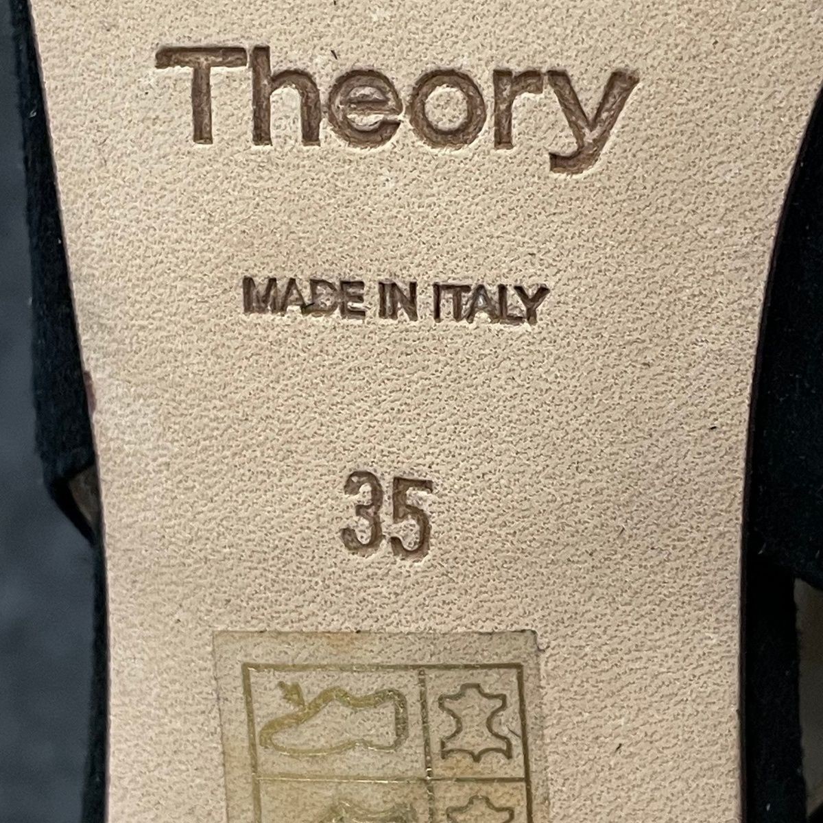 THEORY Block Heel Slingback in Suede Women’s Size 35 US 5 Black