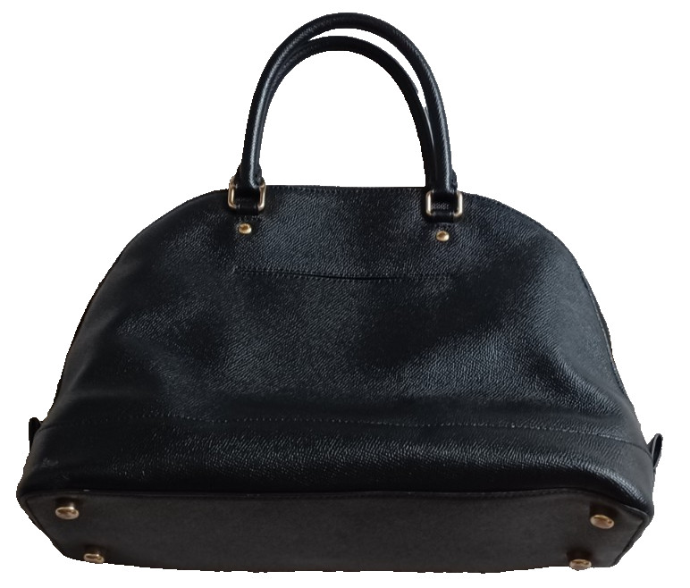 Authentic Coach Sierra Domed Black Leather Handbag Satchel Purse F57524 Black