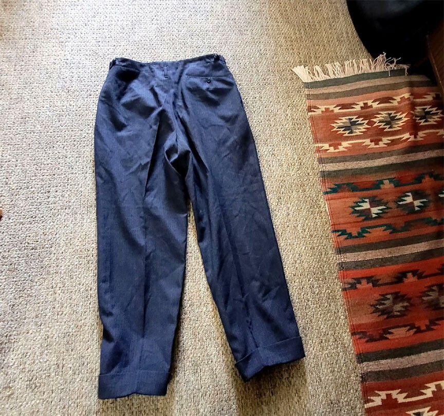 1930’s German Button Fly Wool Pants. Salt & Pepper. Amazing Fabric.