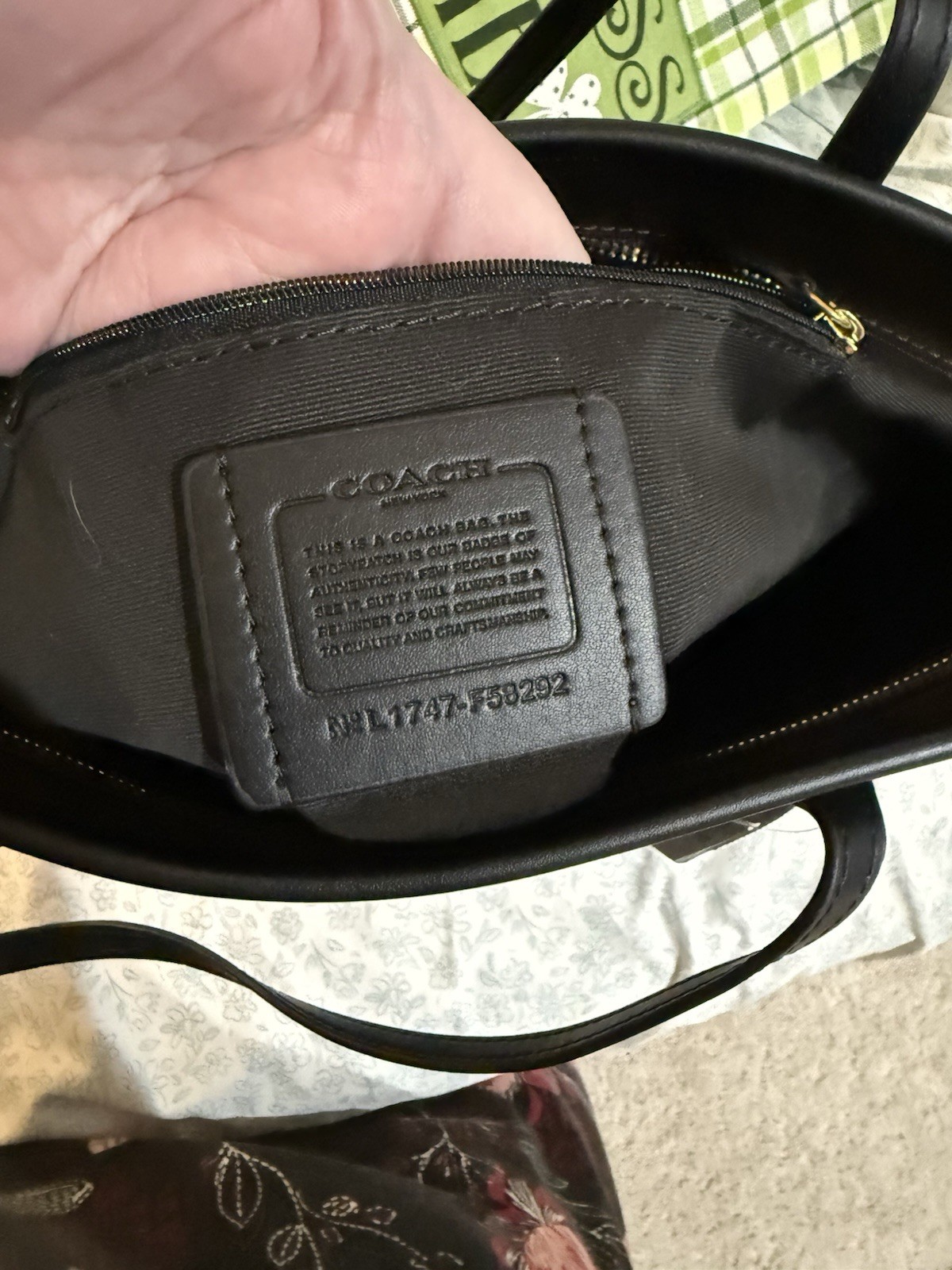 Coach Signature Logo Zip Top Tote Large Brown/Black Gold Hardware Brand Card